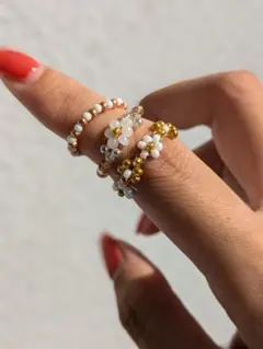 ハンドメイド‪✿ビーズリング ゴールド