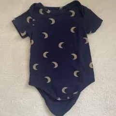 ネイビー 月模様 コットンロンパース