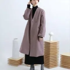 URBAN RESEARCH 　ロングコート　ノーカラーコート　F　バイオレットのサムネイル