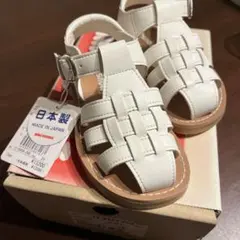 新品未使用　ミキハウス ホワイト サンダル 15cm