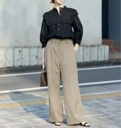 【SLOBE IENA】リネン混イージースラックス