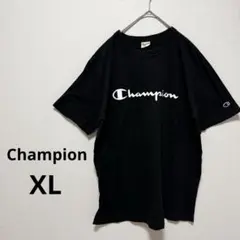 チャンピオンTシャツ 半袖 シンプル 英字ロゴ 黒 ブラック XL綿 コットン