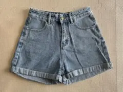 GRL ロールアップヘムハイウエストデニムショートパンツ　Sサイズ