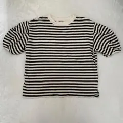 ニコアンド プルオーバー シャツ パフスリーブ ボーダー ブラック M