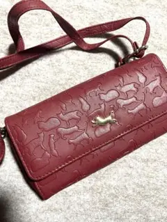 猫柄　スマホウォレットショルダー　ワインレッド　未使用品