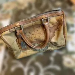 地図柄レザー ハンドバッグ 中型