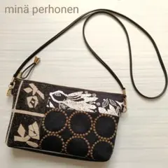 ミナペルホネン　スマホゆったりポシェット　パッチ　黒系　カーニバル　ルル