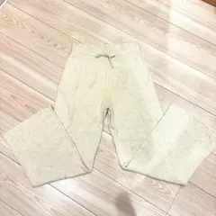 UNIQLO ウォッシャブルニットリブパンツ L ナチュラル