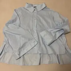 新品　美品　zampa ザンパ　水色 バックギャザー　フレア　ブラウス　シャツのサムネイル