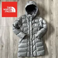 美品　ノースフェイス　ロング　ダウン　ライトグレー　フード着脱可　レディースL
