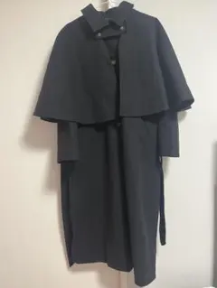 黒 ケープスタイル ロングコート