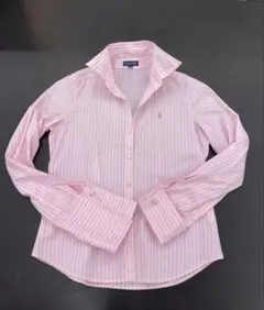 Ralph Laurenピンク✖️ホワイトストライプダブルカフスシャツ