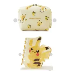 ジェラートピケ ポケモン ピカチュウ ポーチ ＆ ヘアバンズクリップ　2点セット