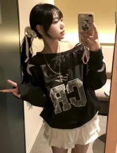 オフショ レース トップス ブラック シズニルックAmood