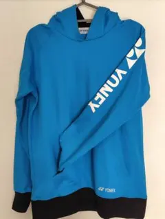 YONEX フード付き長袖ウェア 青　ユニＳ パーカー　　ウォー厶アップ