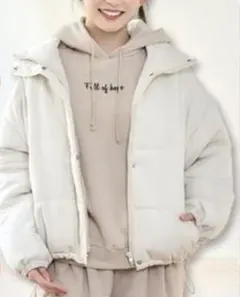 しまむら　フラッシュブルー 中綿ジャケット　オフホワイト　LLサイズ　ダウン