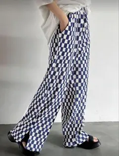 チェック柄 ストレートパンツ