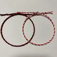 ハンドメイドミサンガ2本セット　アンクレット　レッド×BK・ホワイト