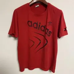 adidas アディダス Tシャツ レッド ロゴプリントXL（L相当）
