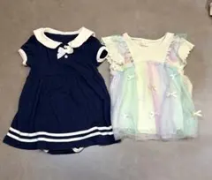 ネイビーセーラードレスとパステルドレスセット