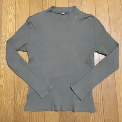 UNIQLO リブハイネックT グリーン