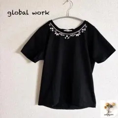美品　global work ラインストーン付　Tシャツ カットソー　ブラックのサムネイル