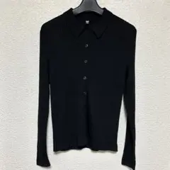 UNIQLO エクストラファインメリノリブポロカーディガン（長袖）XLブラック