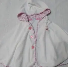 美品　ミキハウス フード付き ベビーポンチョ 70-90