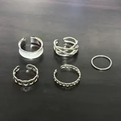 シルバーオープンリング 5点セット