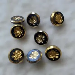 ゴールドバラ模様デザインボタン 10個セット