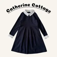 キャサリンコテージ スカラップ白襟ワンピース 150 ネイビー キッズ ジュニア