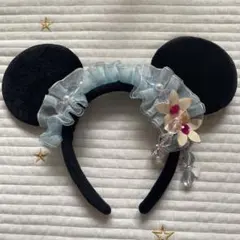 東京ディズニーリゾート ミニー 水色 カチューシャ フリル イヤリング レア