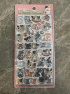 和柄　和猫　ボンボンドロップシール