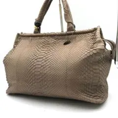 【美品】アンクジェト パイソン ヘビ革 ハンドバッグ トートバッグ