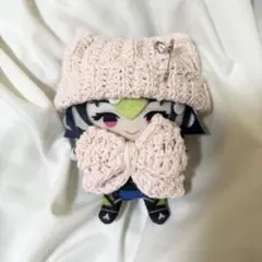 にじぱぺっと ぬい服 10cm ボーダー猫耳ニット帽 リボン セット