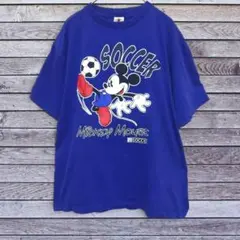 ミッキーマウス サッカー日本代表 コラボ サムライブルー Tシャツ L