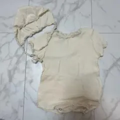 退院着 セレモニードレス 半袖 ロンパース 帽子付き80cm