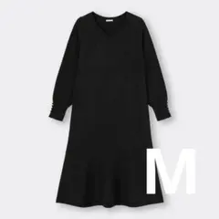 GU フレアニットワンピース Mサイズ 黒 長袖