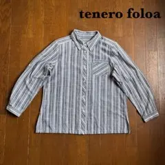 tenero foloa ロールアップ袖ストライプ長袖シャツ ポケット有り