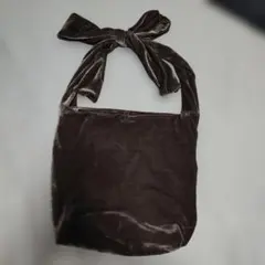 エヘカソポ　バッグ　トート　ショルダー　ダークブラウン　ベロア生地