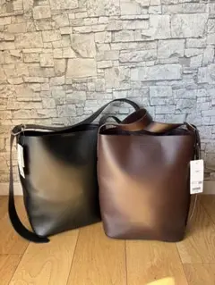 ユニクロ　UNIQLO 2WAYショルダーバッグ 黒　茶色　未使用タグ付き