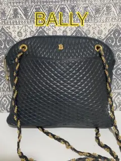 BALLY 2way キルティングレザー ハンドバッグ ゴールド金具 ブラック