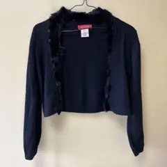 ファー付き黒カーディガン