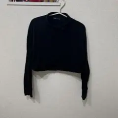 ブラック クロップドポロシャツ 長袖zara