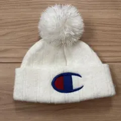 Champion ポンポン付き白ニット帽 52（50-52cm）