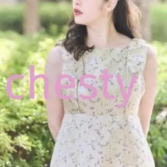 chesty チェスティ フラワージャガードジャンパースカート 　ロングワンピ