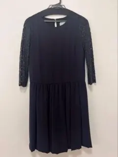 UNITED ARROWS ネイビー レース袖 ワンピース 結婚式お呼ばれ