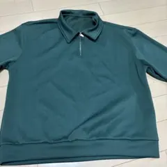 ダークグリーン ハーフジップ スウェット