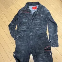 ①作業服 Jawin デニム上下 ストレッチ接触冷感 カーゴパンツ 作業ズボン