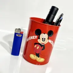 （Y）【希少/レトロ】ディズニー ミッキーマウス ペン立て ブリキ缶 三菱鉛筆